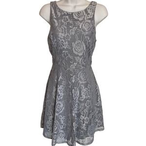 Speechless Blue/Silver Lace Overlay Party/Cocktail/Wedding Mini Dress M